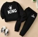 Toddler Boy Black "KING" Tracksuit - Cozy Fleece Sweatshirt